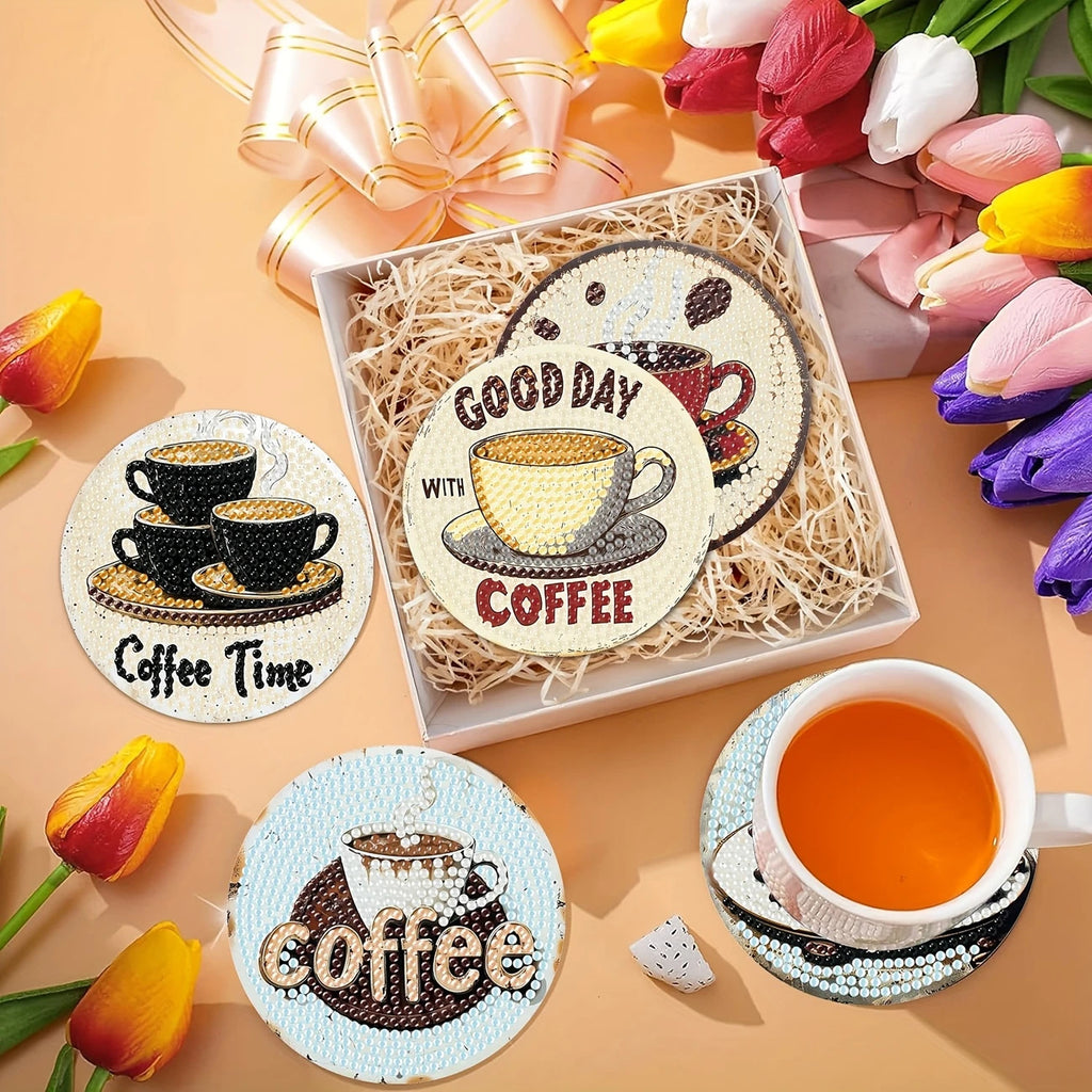 DIY Diamond Art Coaster Set - Coffee