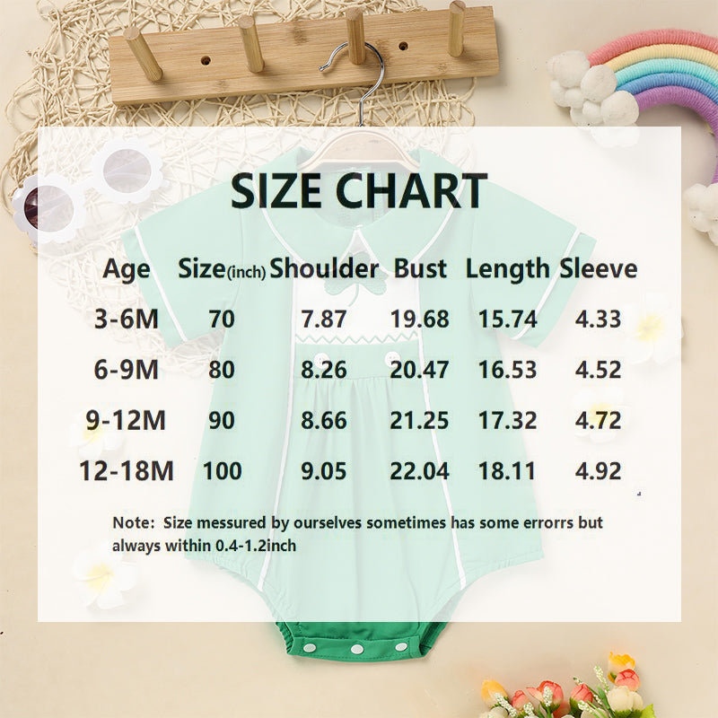 Green Lapel Short Sleeve Clover Romper