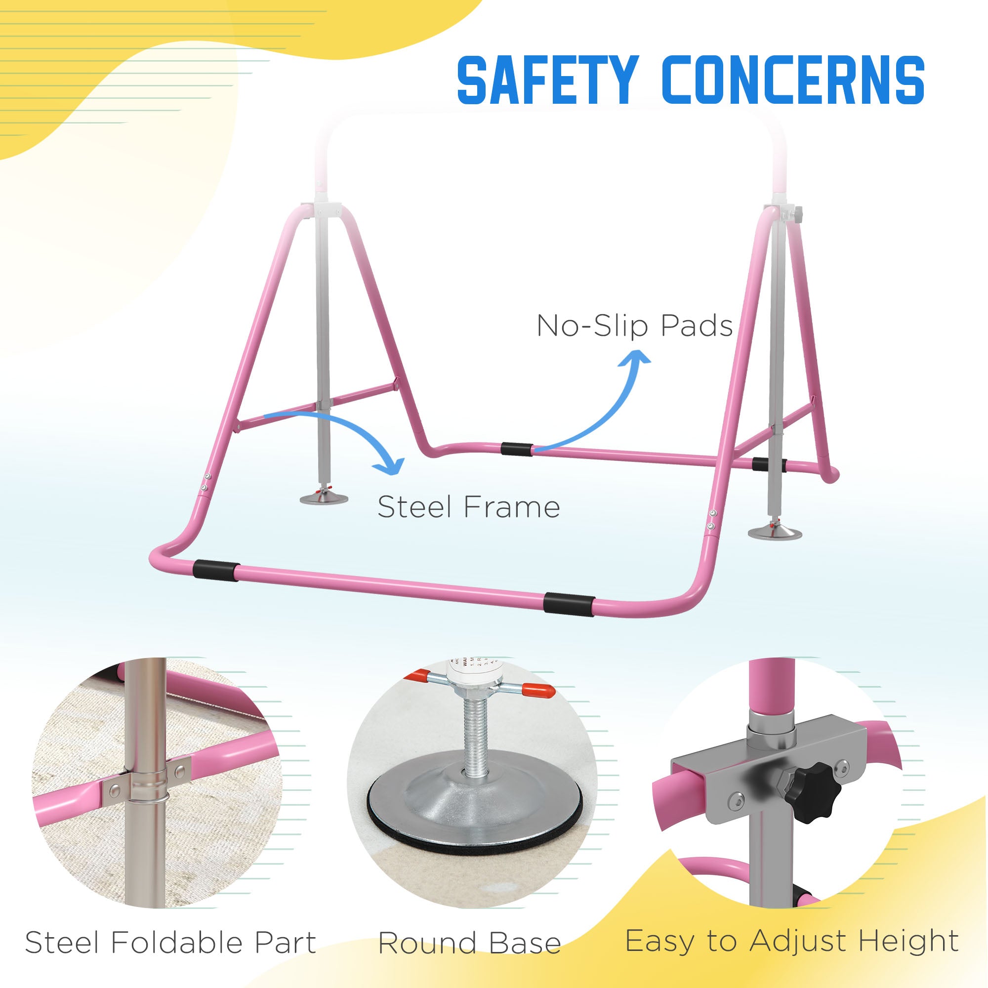 Folding Adjustable Gymnastics Bar for Kids