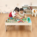 Wooden Train Table Set Includes 84 Accessories