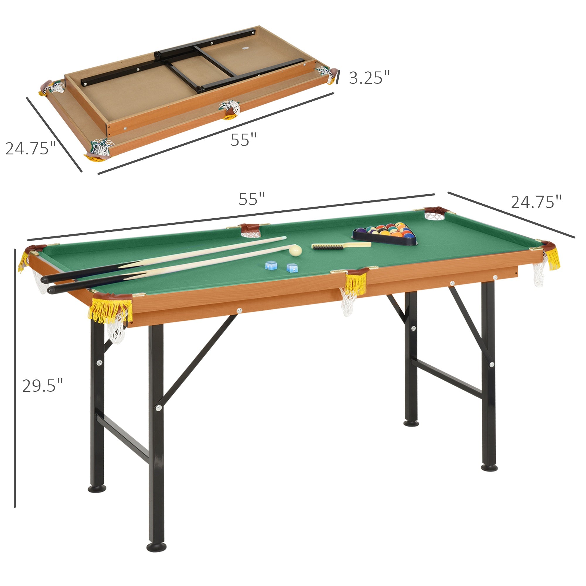 55" Portable Folding Billiards Table