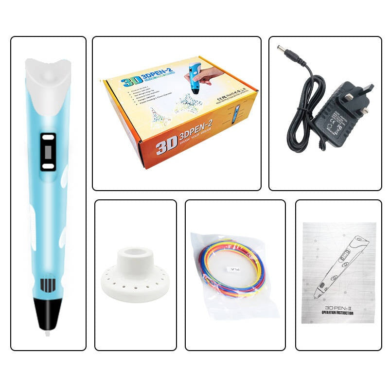 3D Printing Pen Kit Includes 3 Colors PLA Filament, Stencil Book