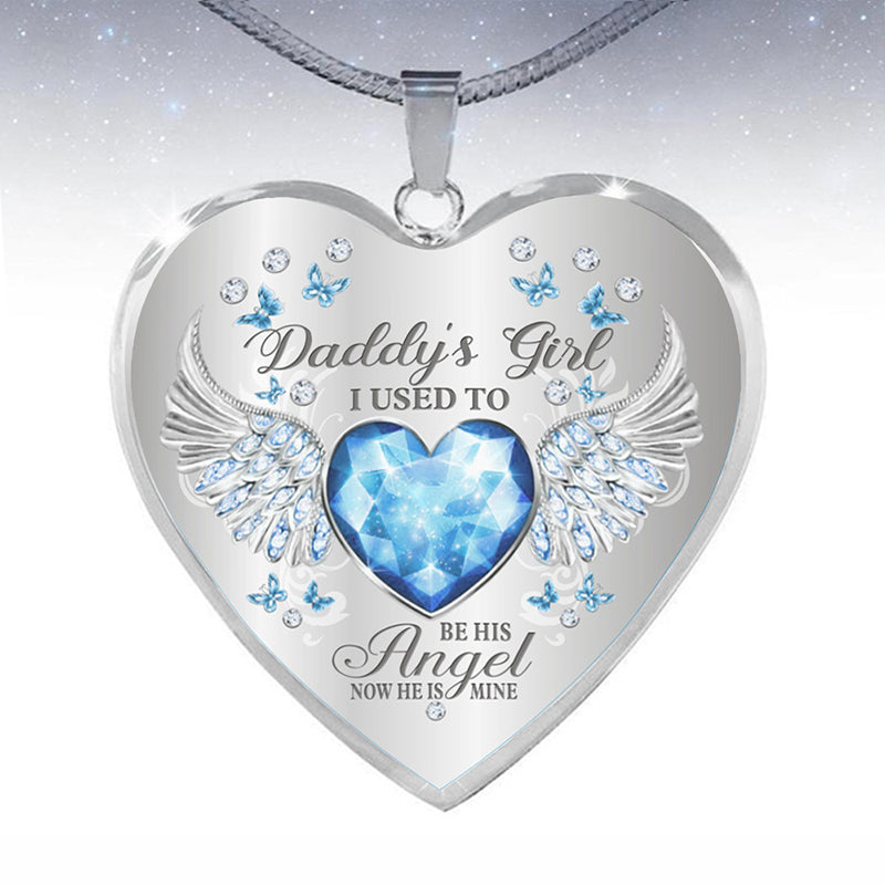 Birthstone Angel Wings Father Memorial Necklace