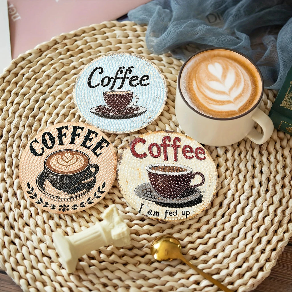 DIY Diamond Art Coaster Set - Coffee