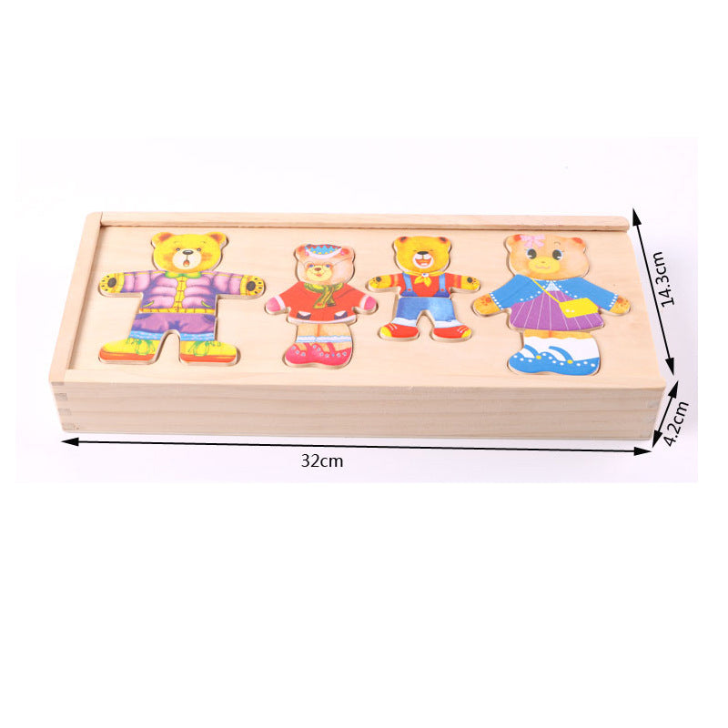 Wooden bear dressing and matching toy