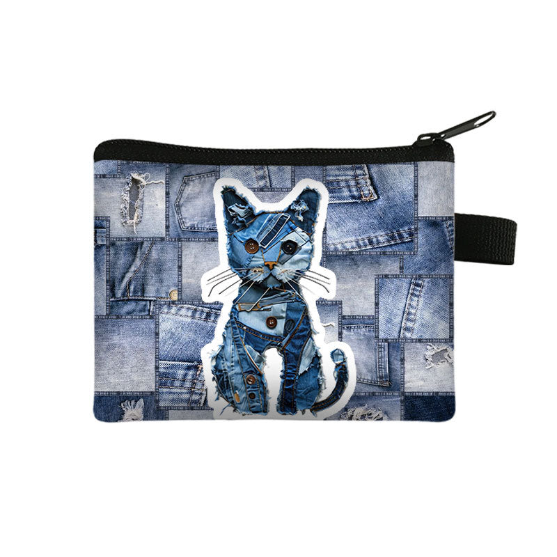 Denim Jeans Animal Coin Purse