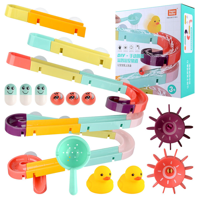 Kids Bath Toy Wall Suction Cup Marble Race Run