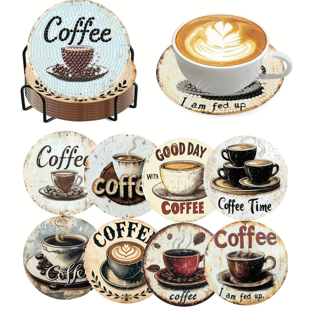 DIY Diamond Art Coaster Set - Coffee