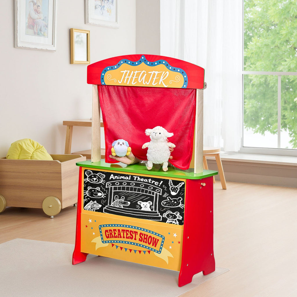 Wooden 2-in-1 Reversible Grocery Stand and Puppet Theater