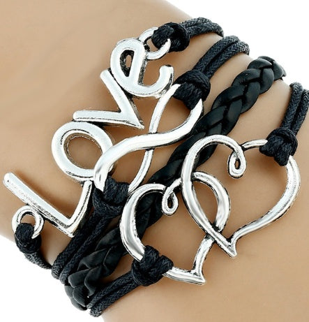 fashion bright leather rope hand-woven multi-layer bracelet