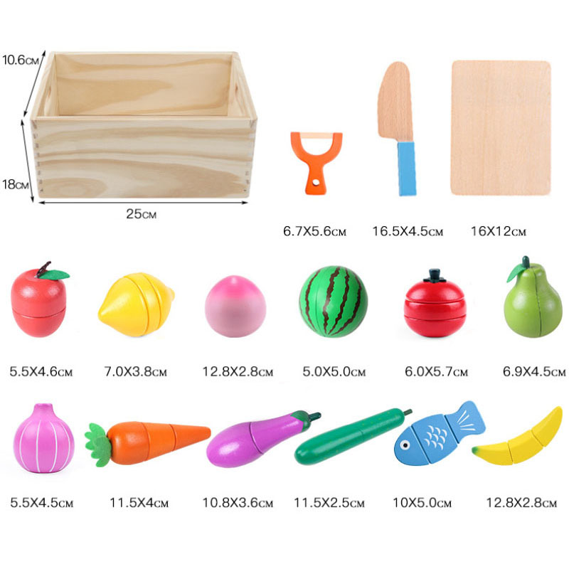 15 Pieces Wooden Magnetic Food