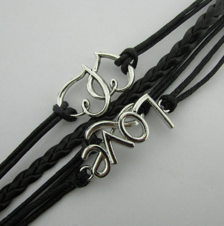 fashion bright leather rope hand-woven multi-layer bracelet