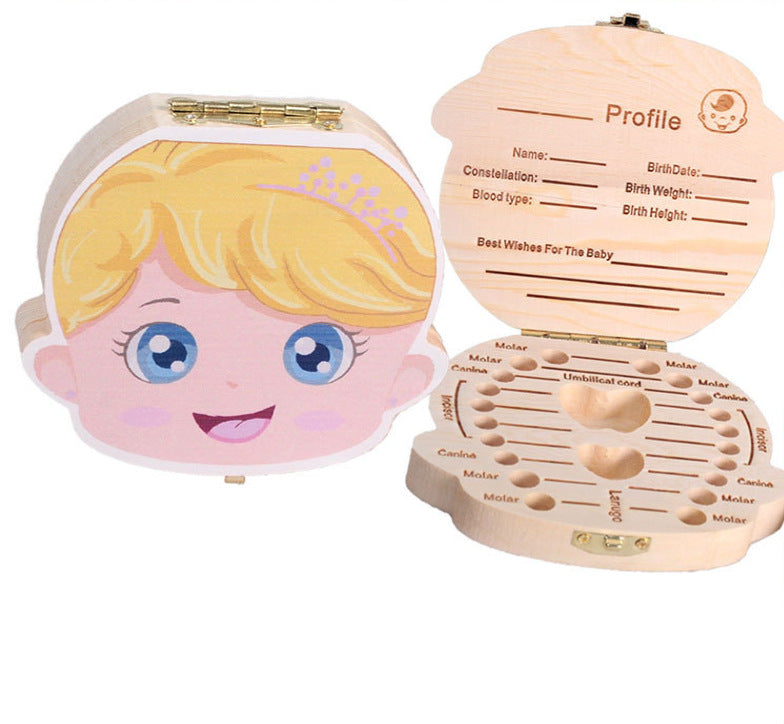 Wooden children's deciduous tooth box
