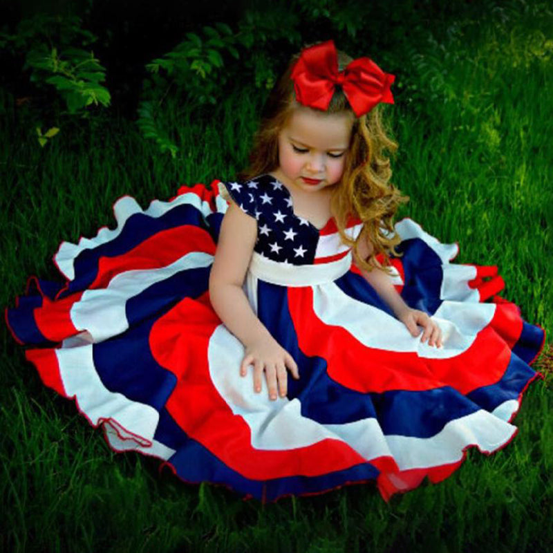 Toddlers Girls 4th Of July Stars & Stripes Twirl Dress
