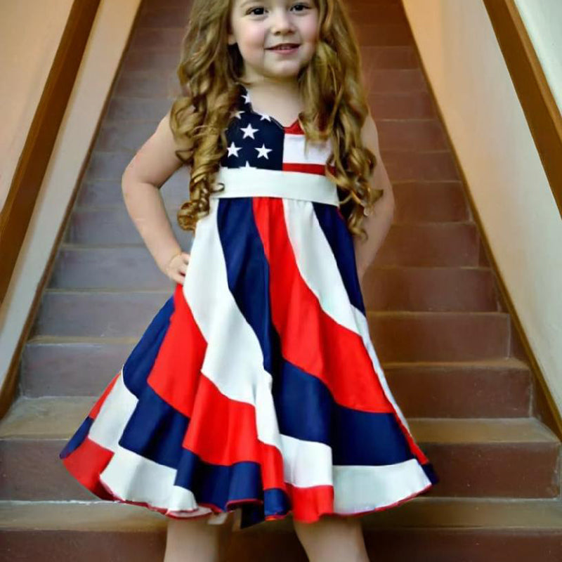 Toddlers Girls 4th Of July Stars & Stripes Twirl Dress