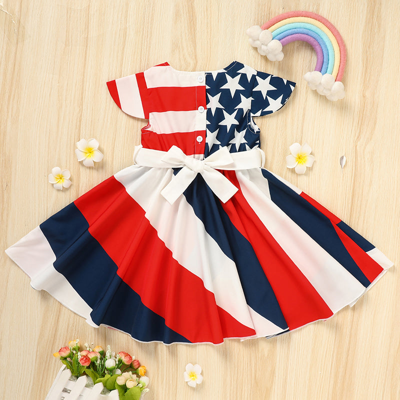 Toddlers Girls 4th Of July Stars & Stripes Twirl Dress