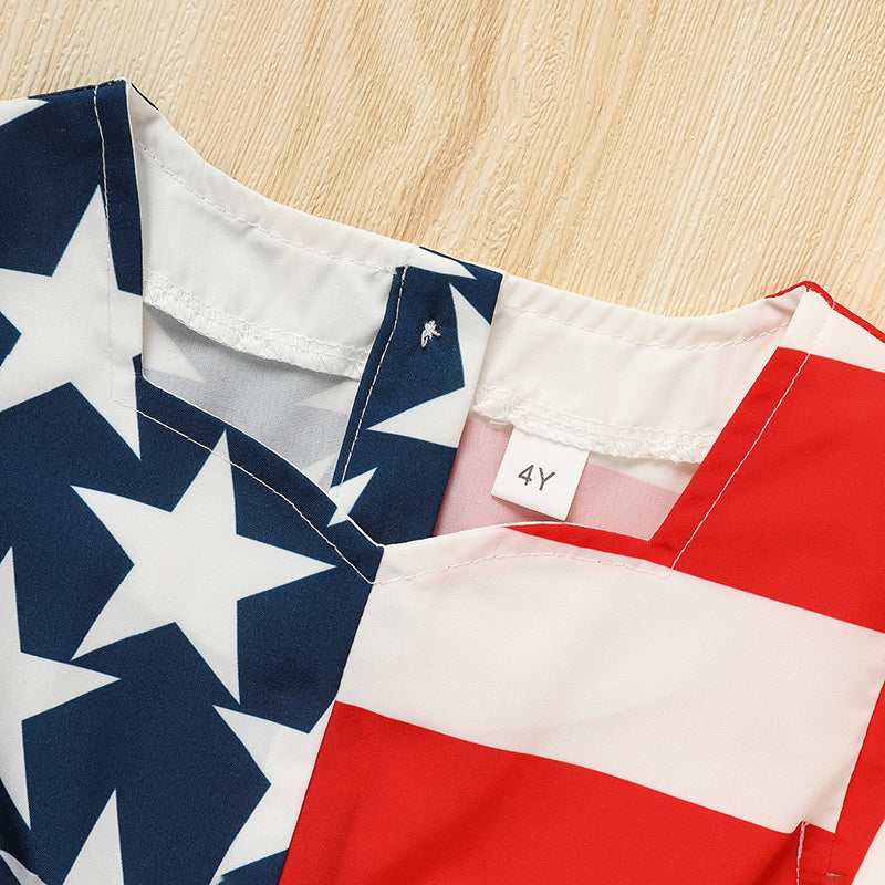 Toddlers Girls 4th Of July Stars & Stripes Twirl Dress