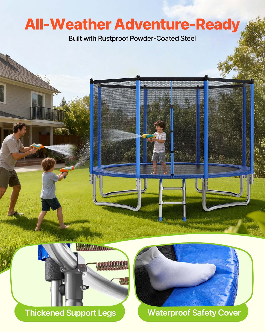 12FT Round Recreational Trampoline With Enclosure Net
