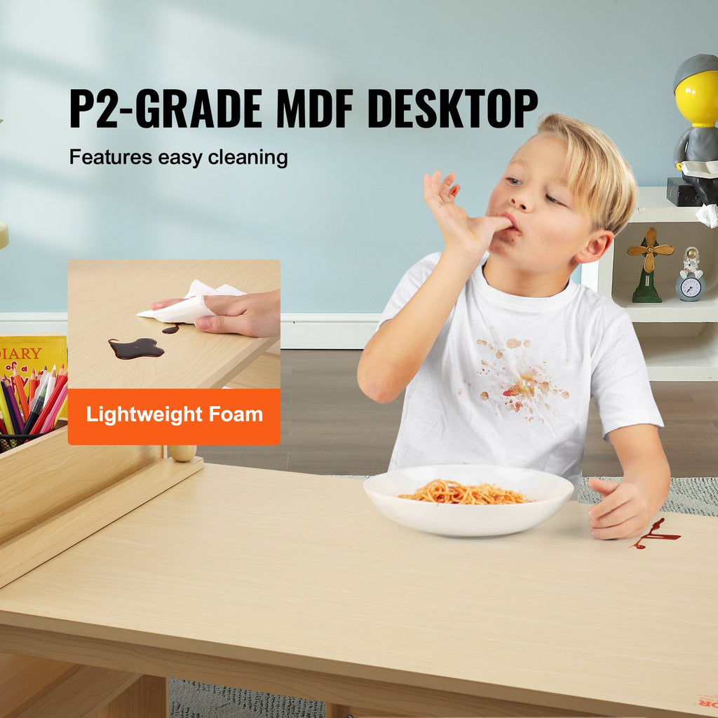 2-in-1 Toddler Craft/Activity Wood Table & Chairs