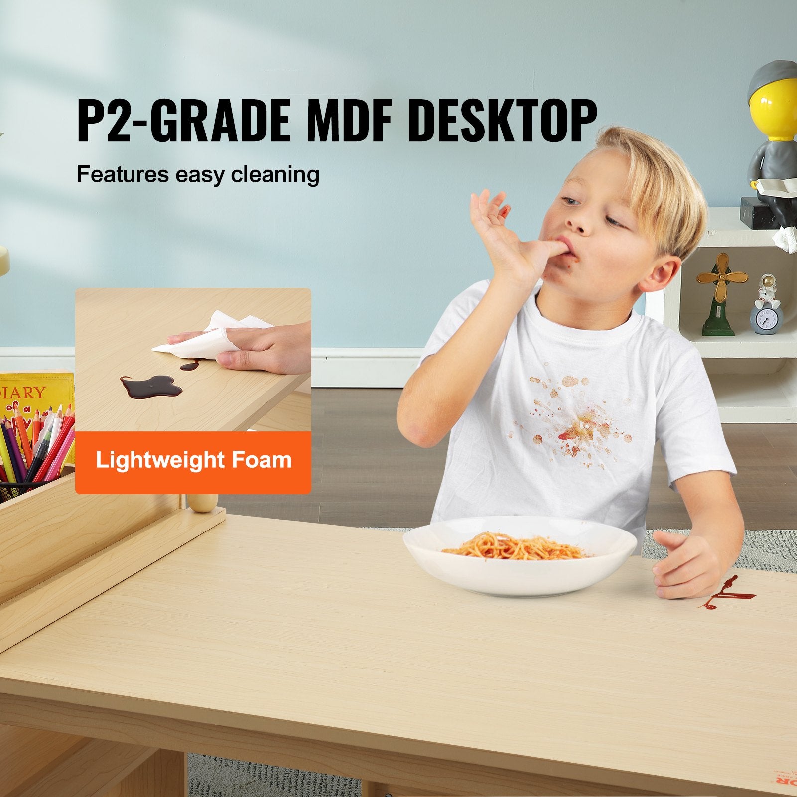 2-in-1 Toddler Craft/Activity Wood Table & Chairs