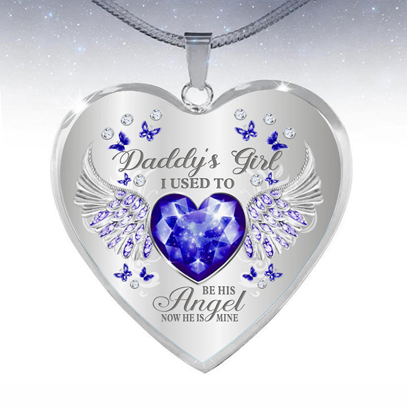 Birthstone Angel Wings Father Memorial Necklace