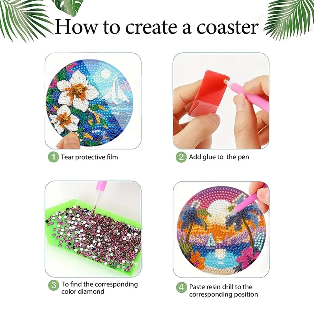 DIY Diamond Art Coaster Set - Landscapes