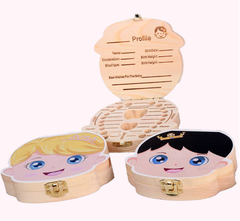 Wooden children's deciduous tooth box