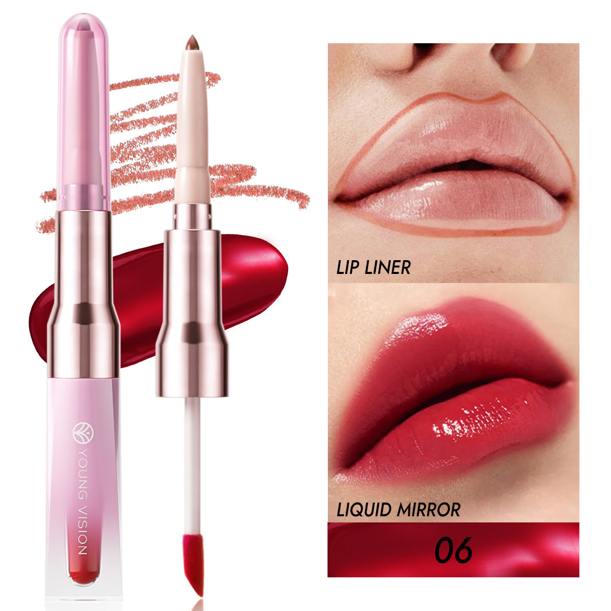 Double-headed Lip Liner Mirror Lip Gloss