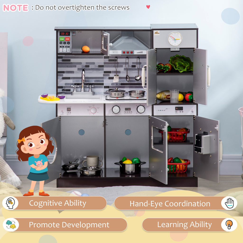 Wooden Play Kitchen with Lights Sounds