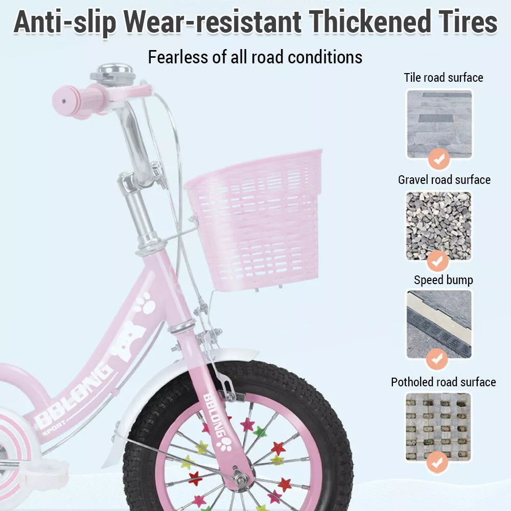 Girls 12-14-16 inch Bike with training wheels