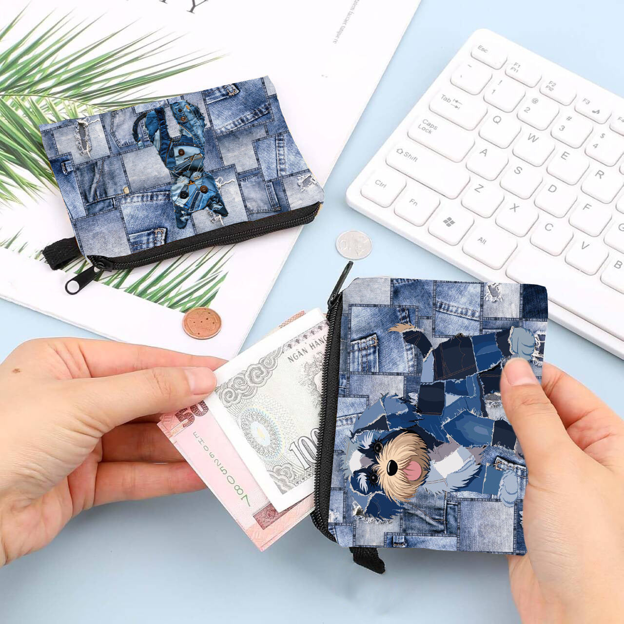 Denim Jeans Animal Coin Purse