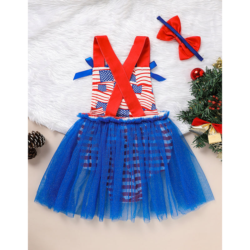 Baby Girls Independence Day Style Flag Pattern Romper
