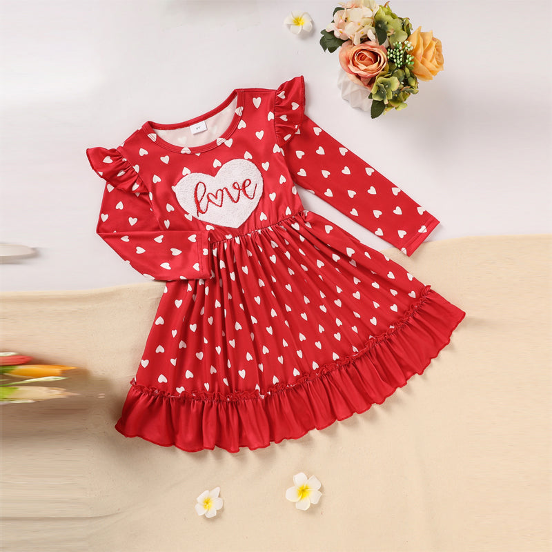 Toddler Girl's Cute 'LOVE' Embroidered Dress