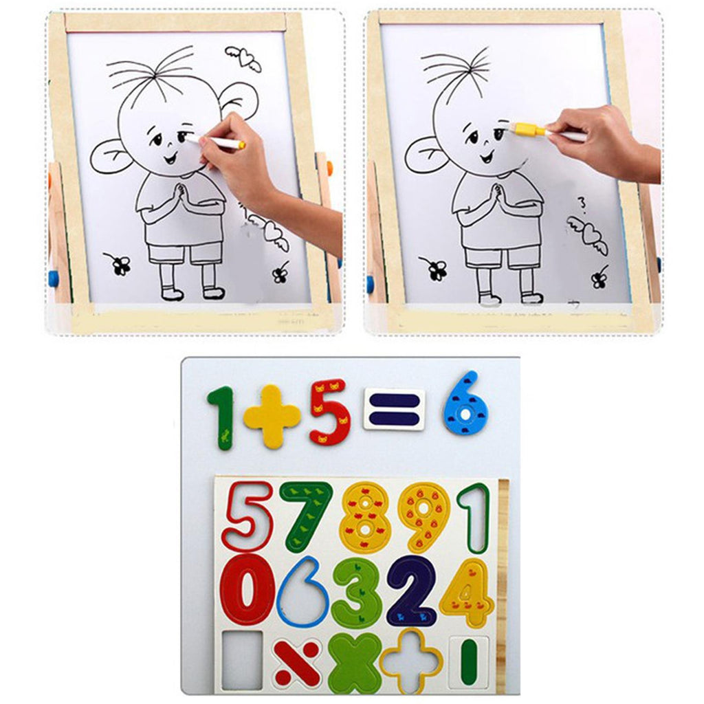 Kids 2 In 1 Wooden Blackboard Whiteboard Art Easel