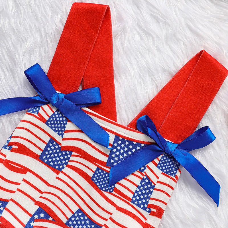 Baby Girls Independence Day Style Flag Pattern Romper