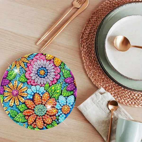 DIY Diamond Art Painting Coaster Kit - Flowers