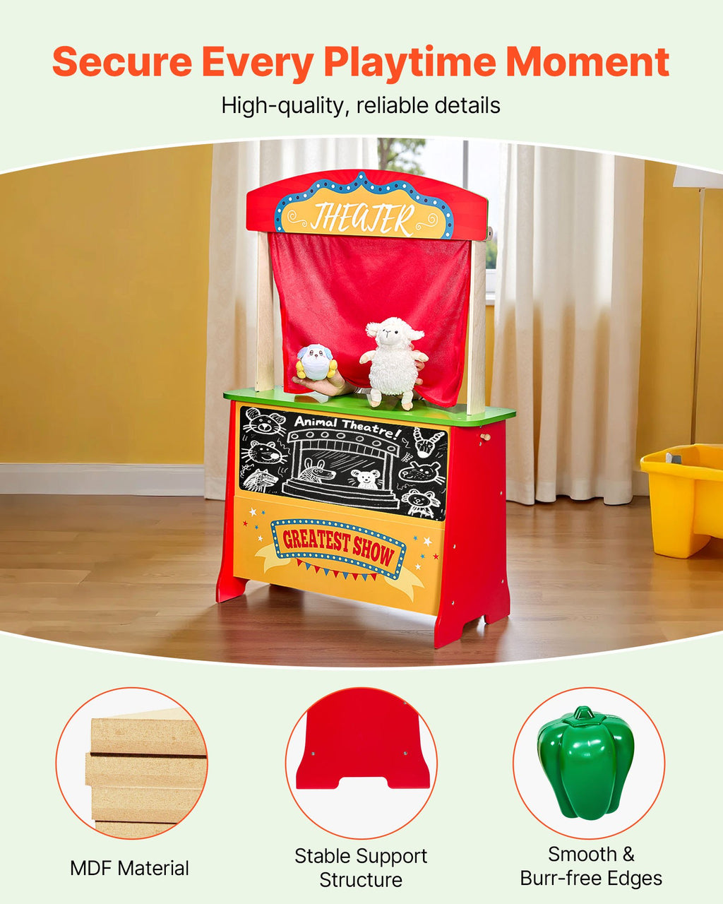Wooden 2-in-1 Reversible Grocery Stand and Puppet Theater