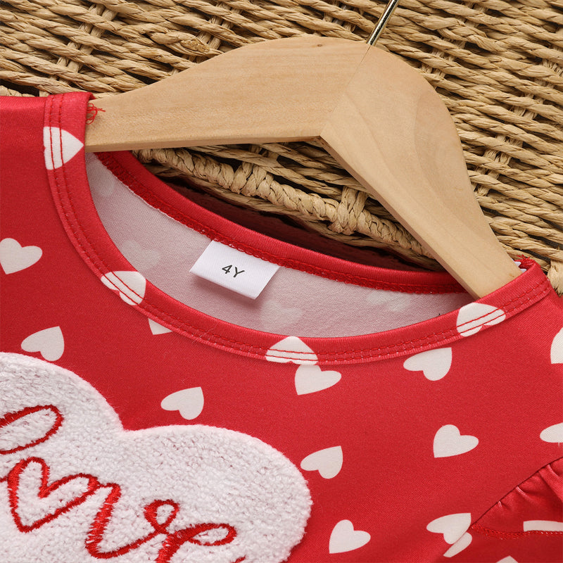 Toddler Girl's Cute 'LOVE' Embroidered Dress