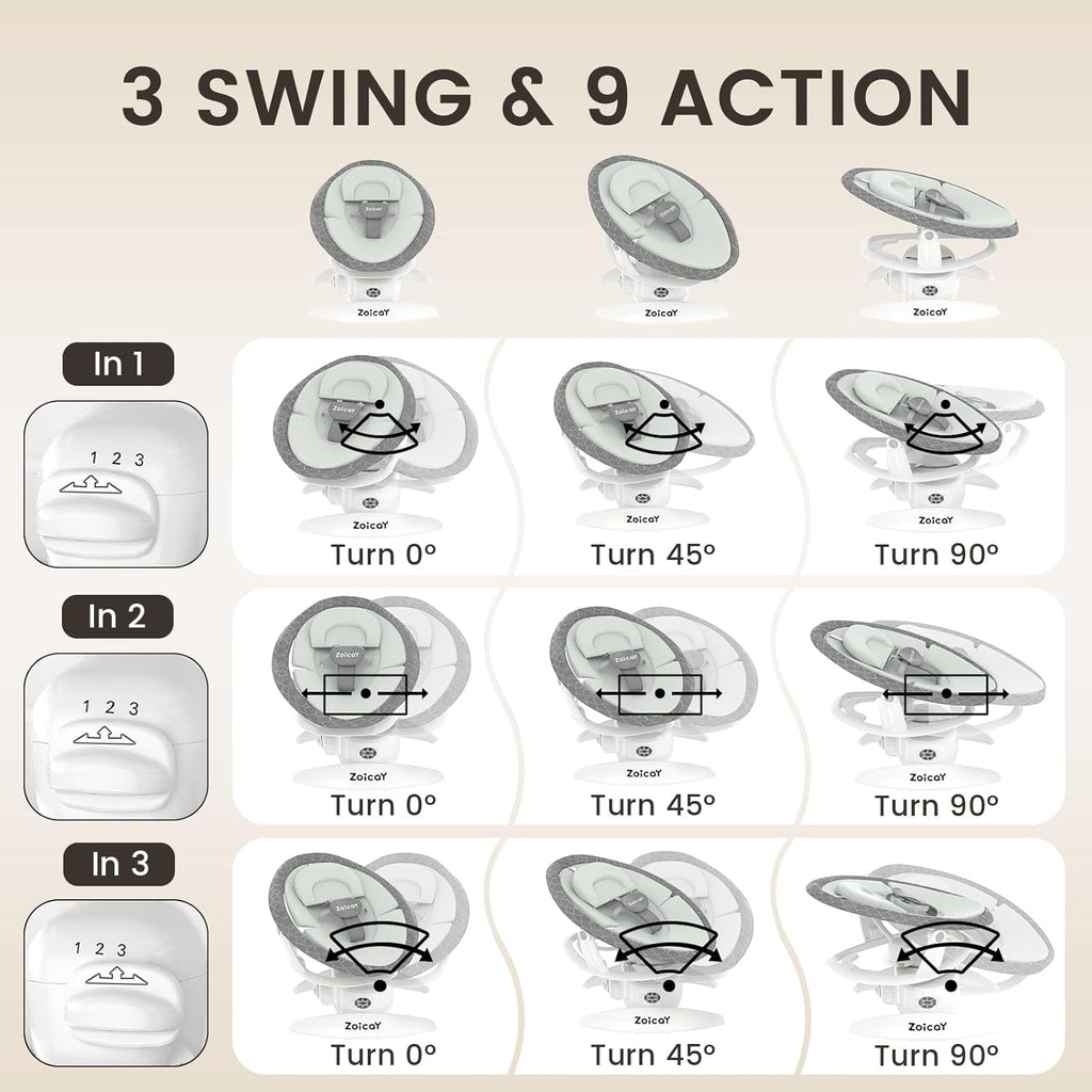 Infant Baby Swing w/ 3 Swing Modes, 12 Lullabies & 5-Speeds