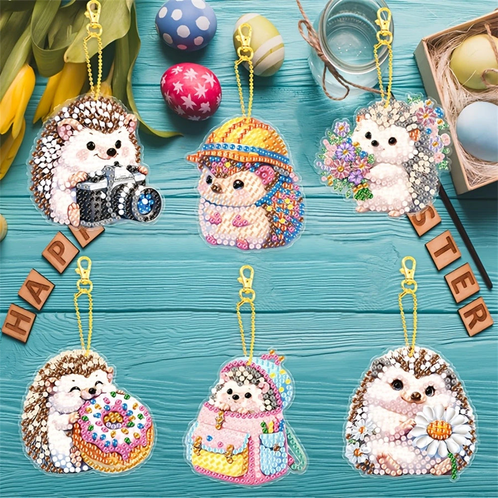 DIY Diamond Painting Keychain Kit- Hedgehog Pattern