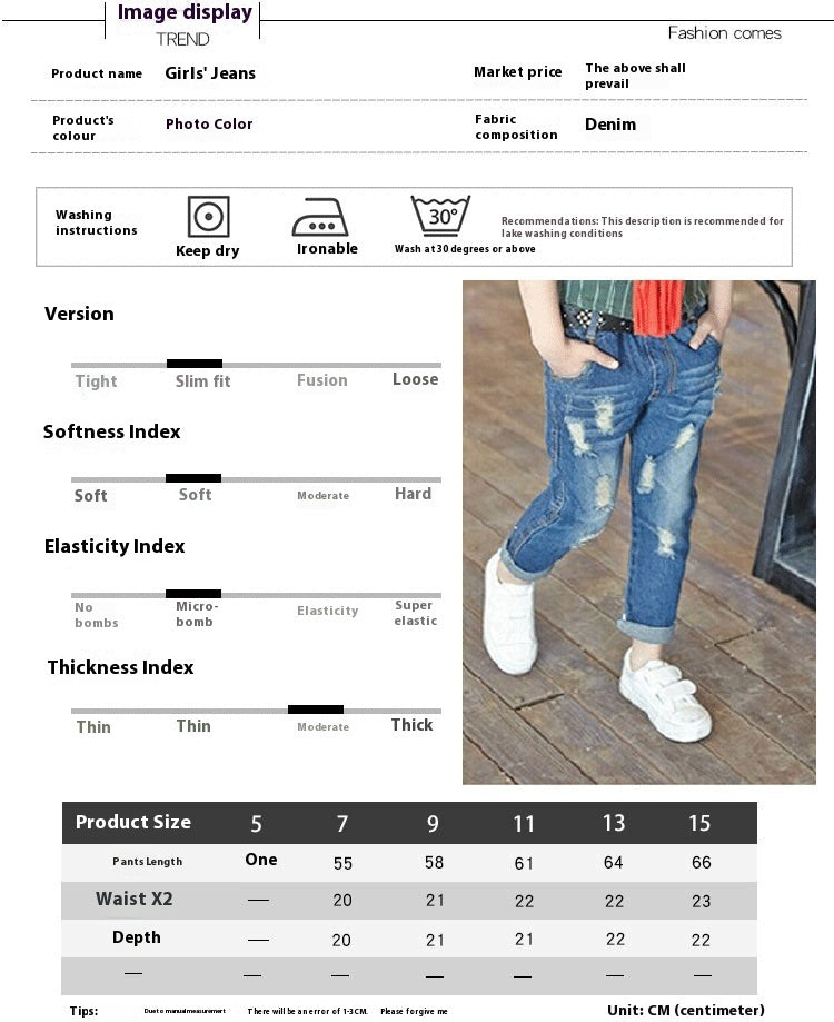 Children's Casual Loose Hole Jeans