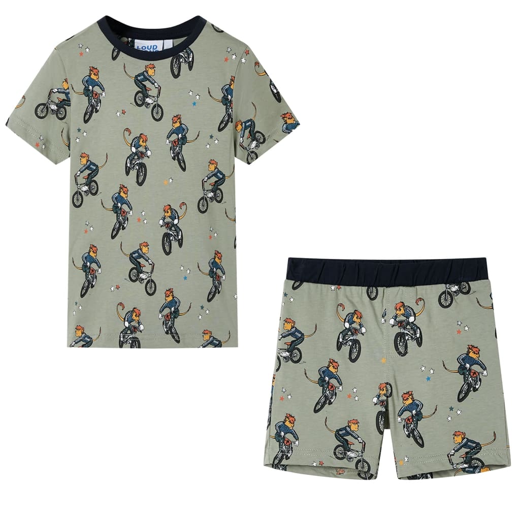 Children's Lion riding a bike short-sleeved pajamas