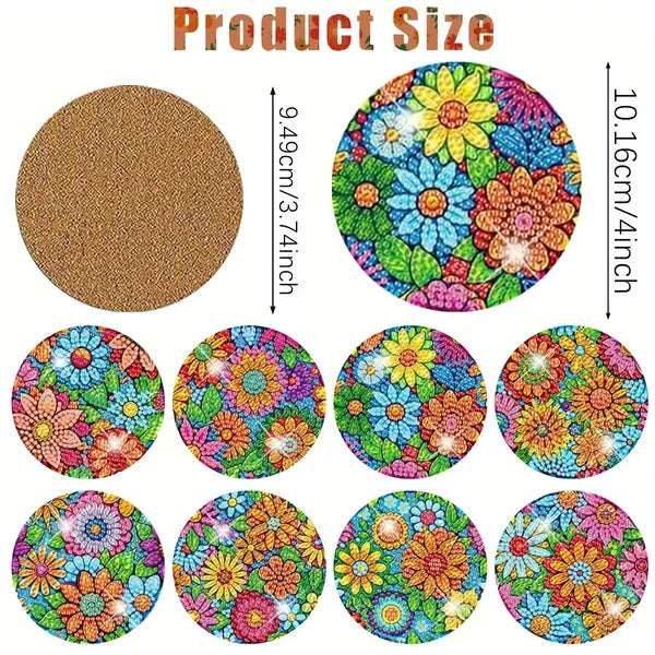 DIY Diamond Art Painting Coaster Kit - Flowers