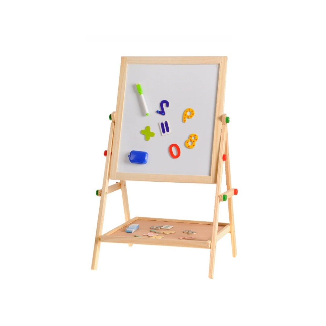 Kids 2 In 1 Wooden Blackboard Whiteboard Art Easel
