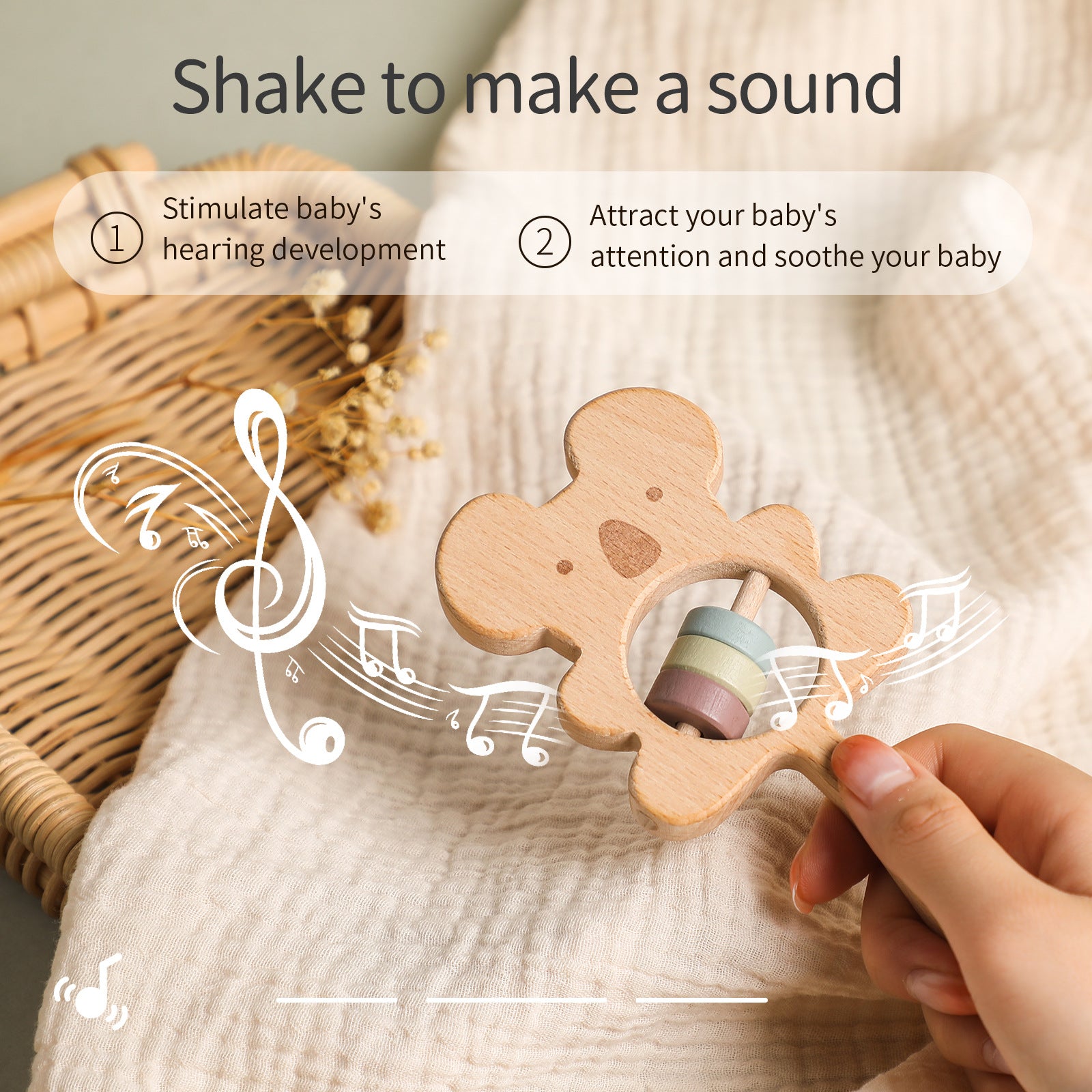 Hand-held Wooden Rattle