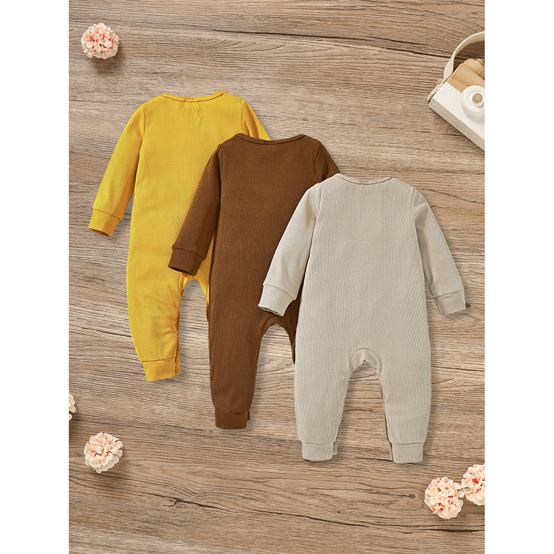 3 pk Long Sleeve Ribbed Romper