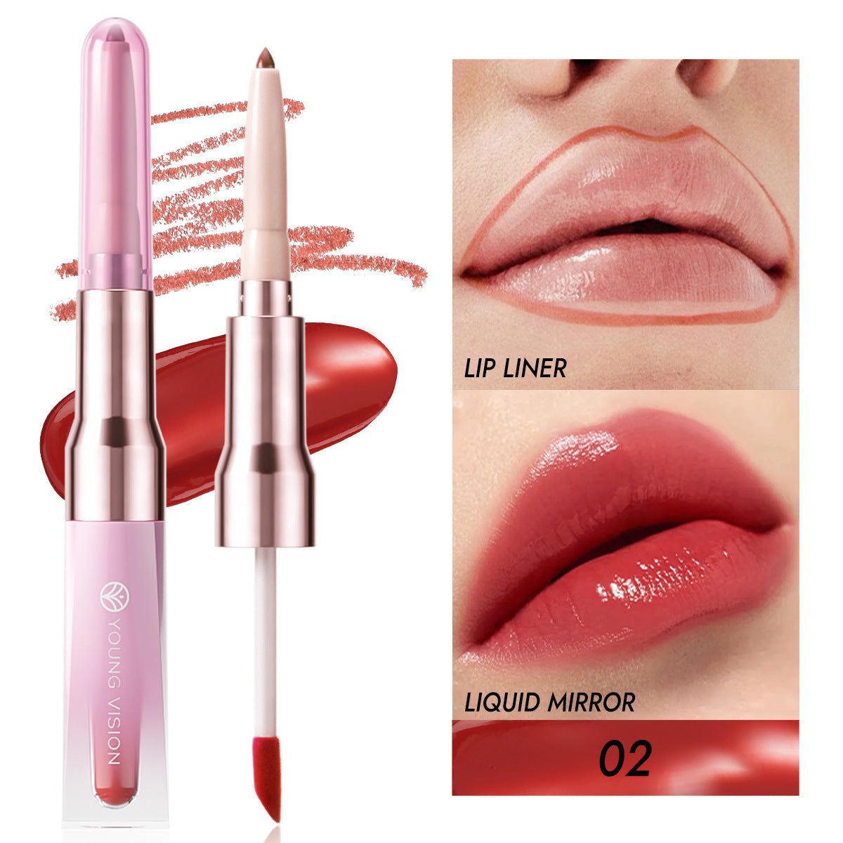 Double-headed Lip Liner Mirror Lip Gloss