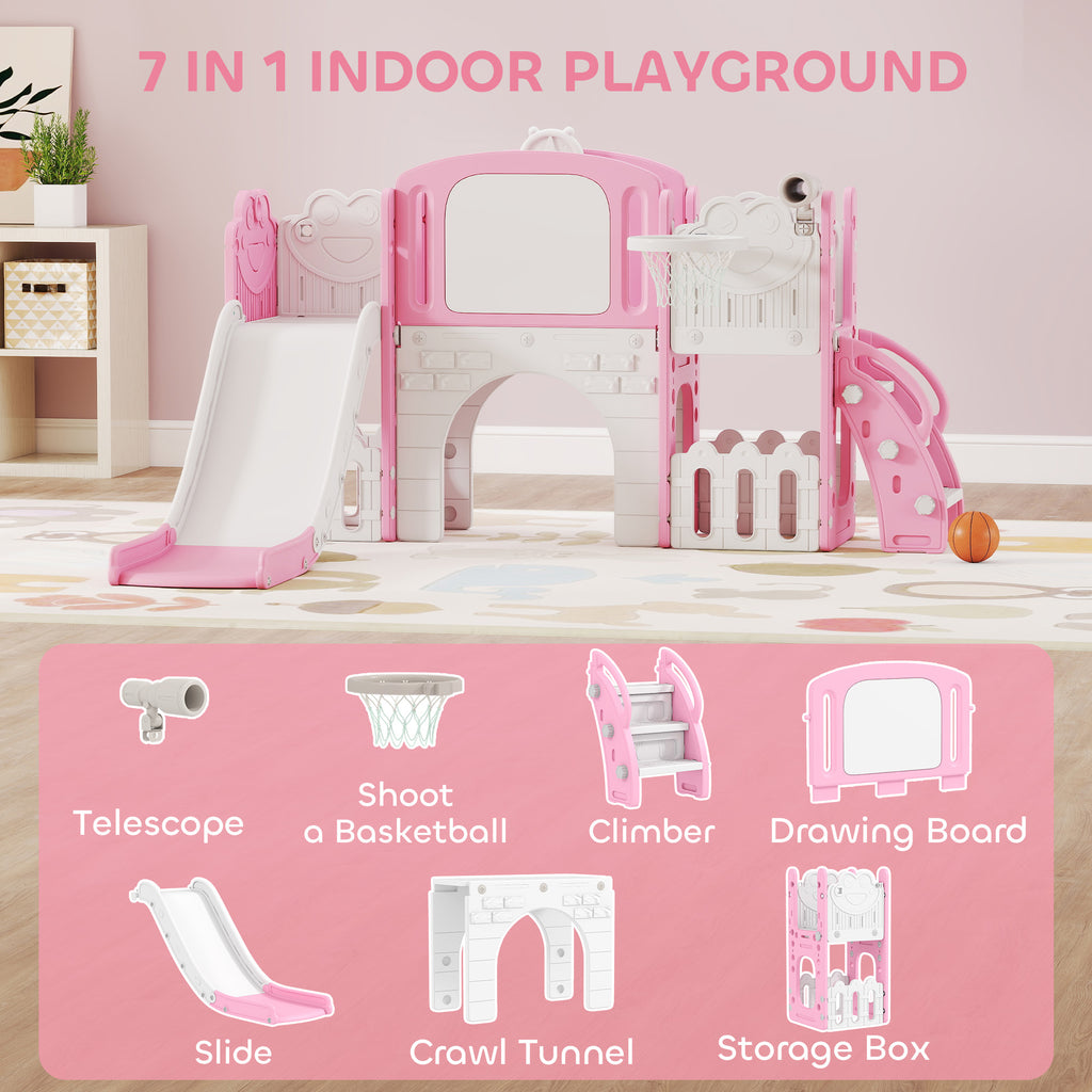 7 In 1 Toddler Slide Set With Basketball Hoop