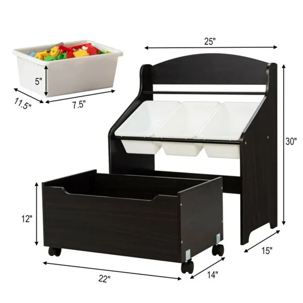 Multifunctional Kids Storage Cabinet w/ Large Capacity Toy Box