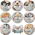 DIY Diamond Art Coaster Set with Holder - coffee/cats
